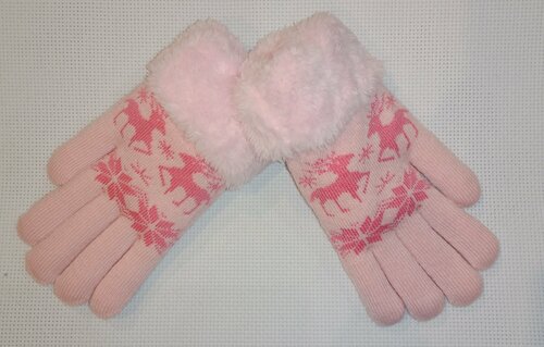 Перчатки, демисезон/зима, шерсть, размер 6-8 лет, розовый