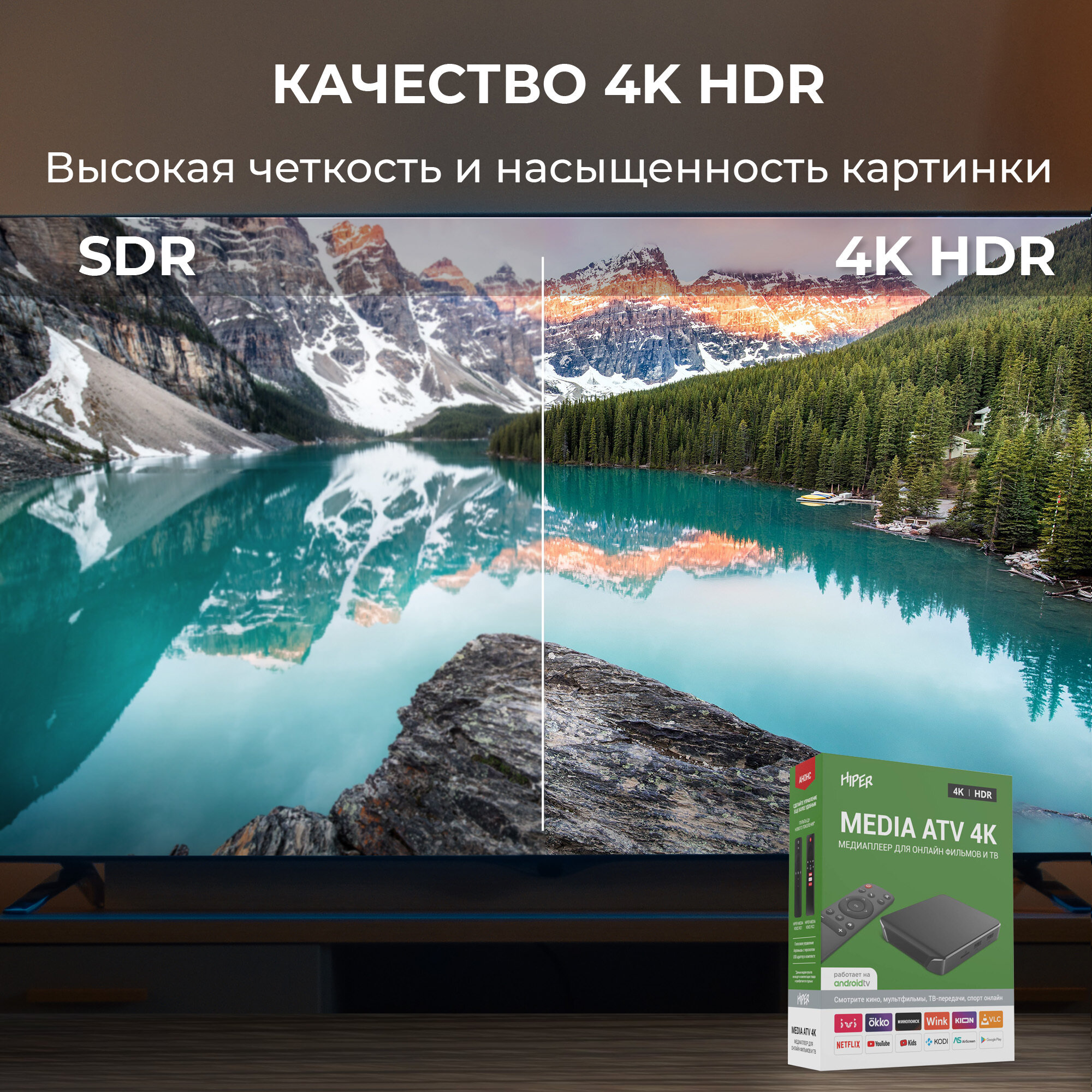 Медиаплеер HIPER MEDIA ATV 4K, черный - фотография № 3