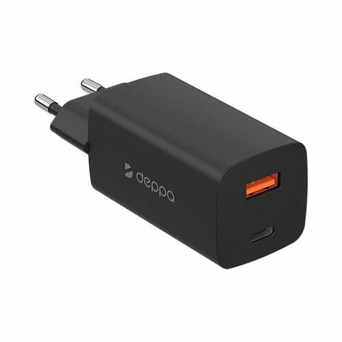 Сетевое зарядное устройство Wall Charger GaN USB A + USB-C, PD 3.0, QC 3.0, 65W, GaN, черный, Deppa, Deppa 11435 сетевое зарядное устройство с usb a type c power delivery 3 0 quick charge 3 0 65w gan deppa б