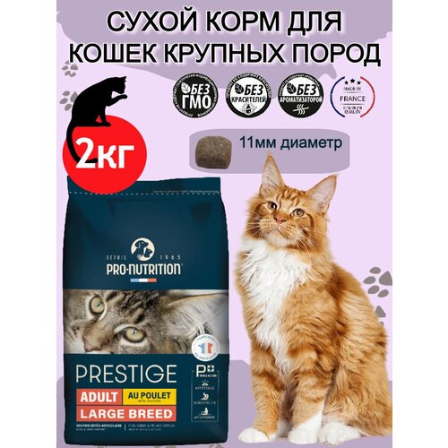 Полнорационный сухой корм для кошек крупных пород, а также для кастрированных и стерилизованных котов Prestige Adult large Breed (2 кг)