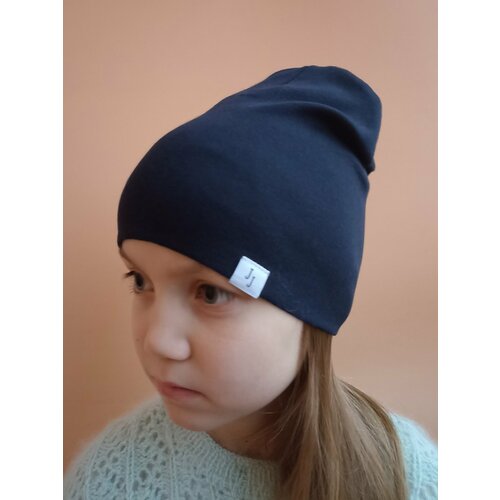 фото Шапка бини , размер 48-52, синий just joy kids