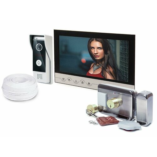 Набор (цветной домофон - замок) EP-V90RM Anxing Lock-AX066 - домофон комплект для частного с замком в подарочной упаковке