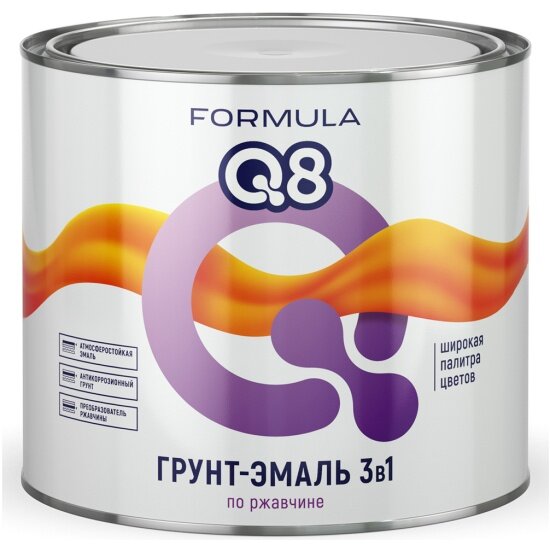 Грунт-эмаль Formula Q8 по ржавчине 3 в 1, матовая, 1,9 кг, белая