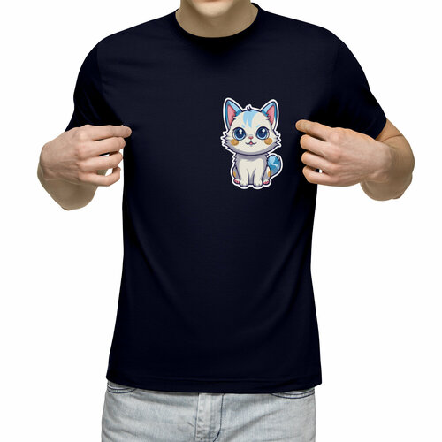 Футболка Us Basic, размер M, синий мужская футболка модный котик 2xl белый