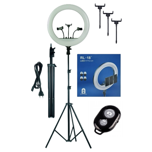Светодиодная кольцевая лампа RL-18 профессиональная кольцевая LED-лампа 45 см усиленный штатив блютуз пульт для телефона 679000₽