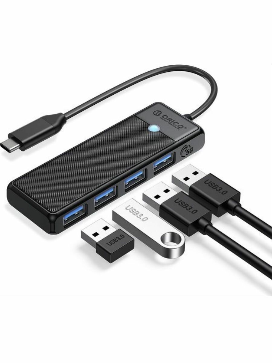 Концентратор ORICO USB-C с 4x USB-A черный (ORICO-PAPW4A-C3-015-BK-EP)