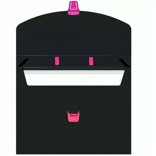 фото Портфель бюрократ black opal blpp01pink 1 отдел. a4 пластик 0.7мм черный/розовый