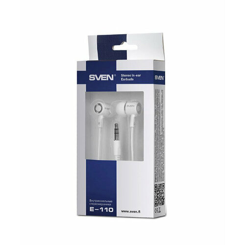 Наушники проводные Sven E-110 белые кабель 12м вкладыши в ушную раковину 1461076 96800₽