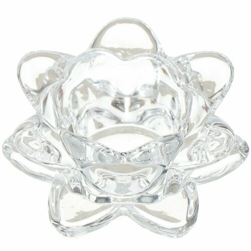 Подсвечник декоративный стекло, 1 свеча, 4х8 см, Лотос