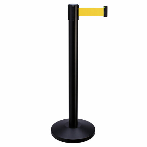 ArtBarrier® Стойка с вытяжной лентой ArtBarrier Black (3,0 метра желтая лента)