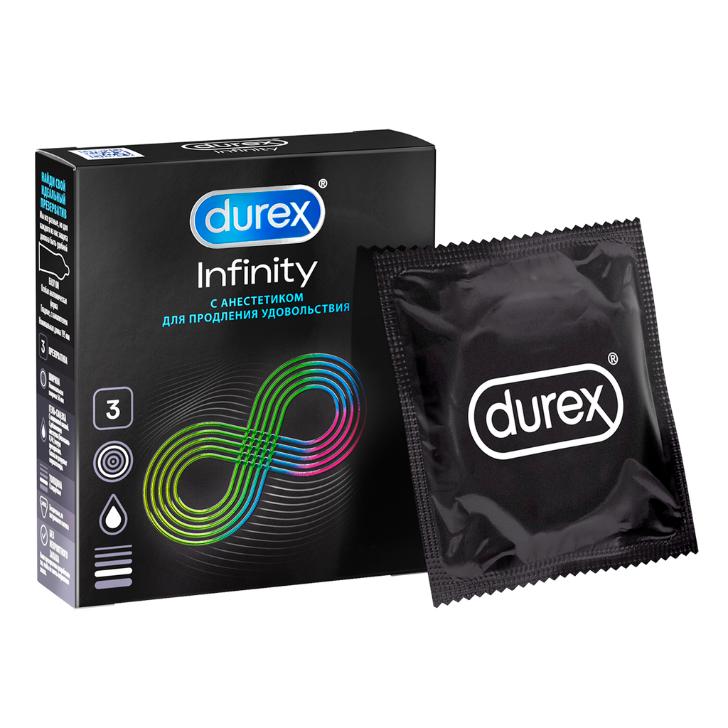 Презервативы Durex Infinity гладкие с анестетиком 3 шт