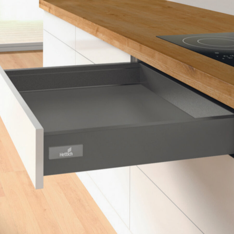 Комплект фурнитуры ящика HETTICH InnoTech Atira Quadro 25 с доводчиком Silent System частичное выдвижение, 470X70 мм, белый