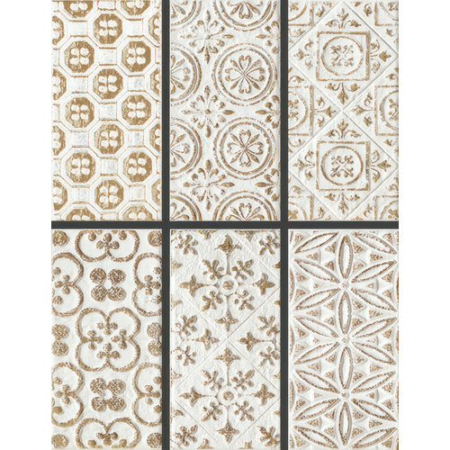 Керамическая плитка 12.5x25 (12 шт.) Impronta Ceramiche Bianco Formel.Oro Dec. +21410