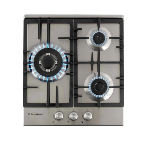 Варочная панель Schaub Lorenz Газовая металл Ширина 45 см 3 газовые конфорки 1 экономичная конфорка 1 стандартная конфорка 1 ВОК конфорка 2299000₽