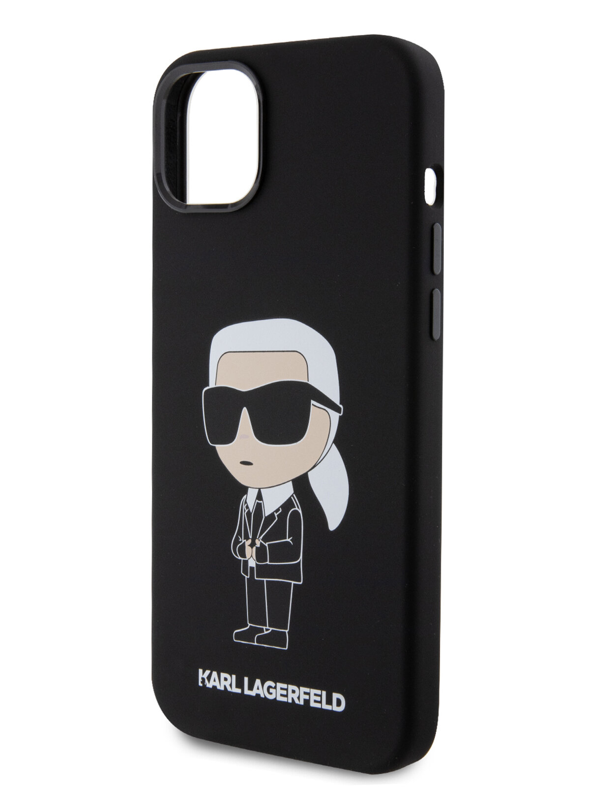 Lagerfeld для iPhone 15 Plus чехол Liquid silicone NFT Karl Ikonik Hard Black