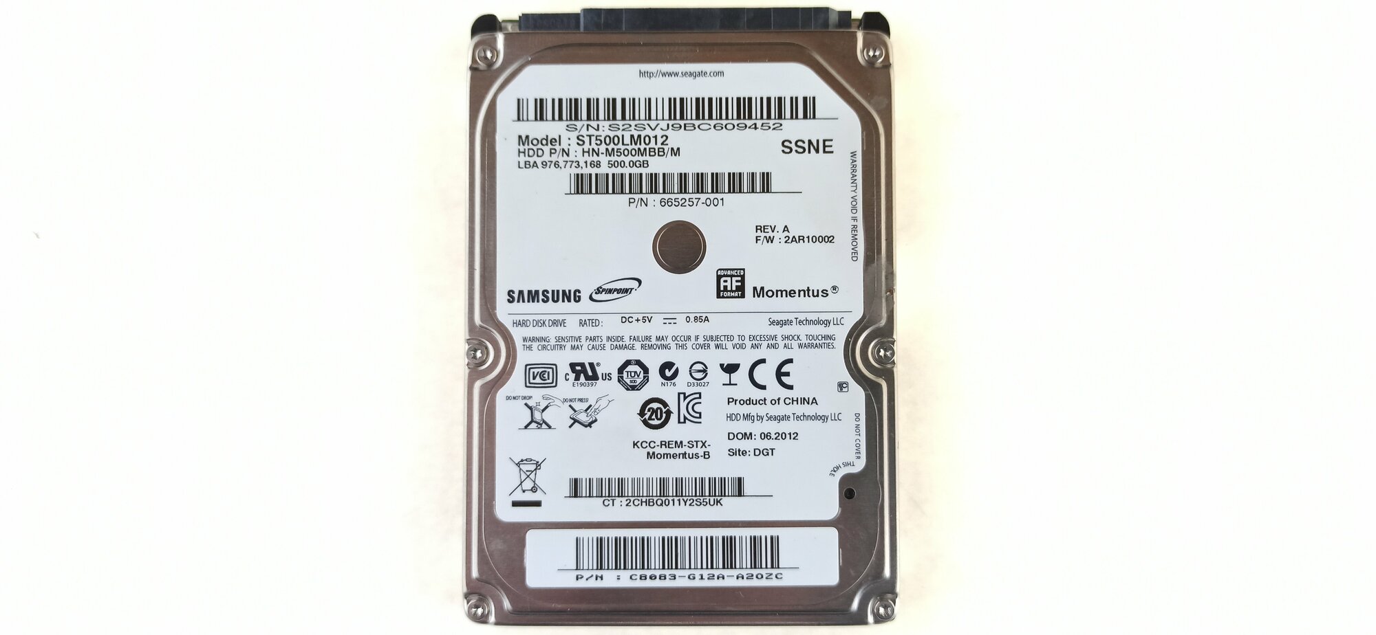 Жесткий диск для ноутбука 2,5" Samsung объем 500 Gb 5400rpm 8Mb SATA II [HN-M500MBB/M] (Б/У)
