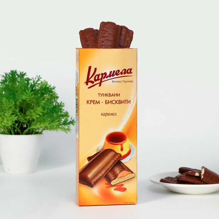 Печенье Karmela с карамелью в шоколаде, 160 г - фотография № 1