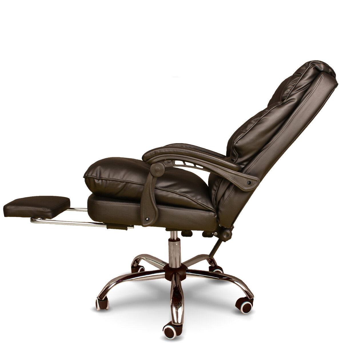 Мягкое компьютерное кресло для дома и офиса, с подставкой для ног, из экокожи, цвет коричневый