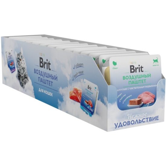 Корм влажный Brit PREMIUM Воздушный паштет для кошек с чувствительным пищеварением Индейка 14шт x 100г