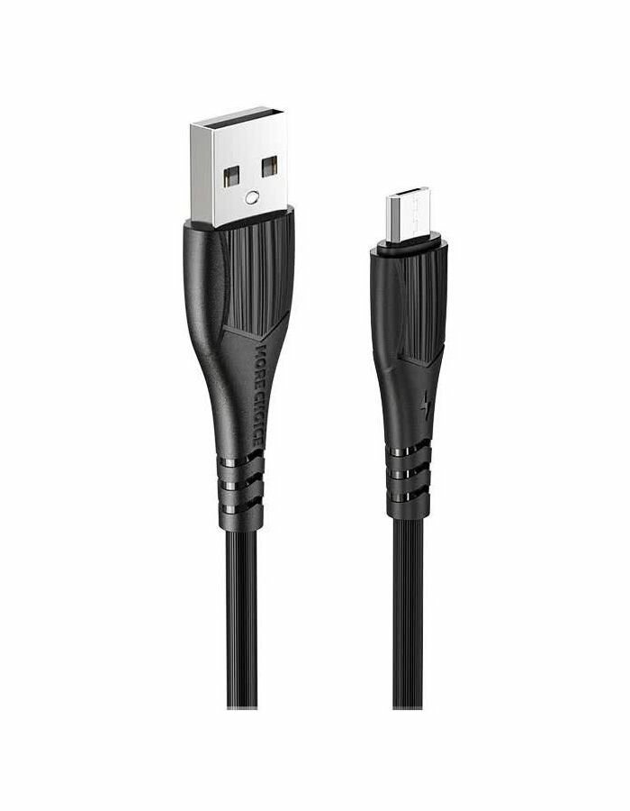 Кабель интерфейсный More Choice USB 2.4A для micro USB TPE 1м Black - фото №1