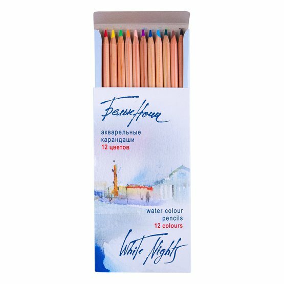 Набор профессиональных акварельных карандашей Белые Ночи, 12 цветов, в картонной коробке