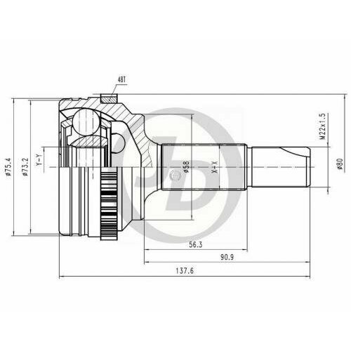 Шрус внешний jcv-to40a48 Jd JCT0058A Toyota: 43410-52040 4342052040