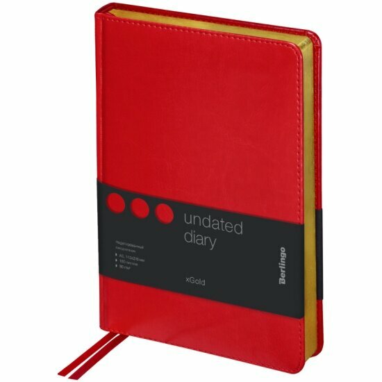 Ежедневник недатированный Berlingo A5, 160л, кожзам, "xGold", зол. срез, красный