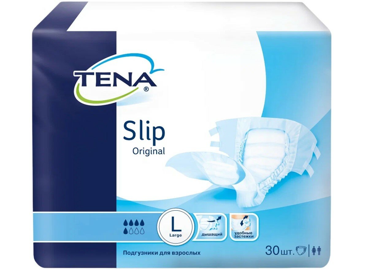 Подгузники для взрослых TENA Slip Original, L, 96-150 см, 1 уп. по 30 шт.