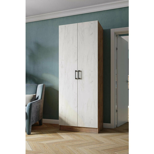 Шкаф Валерия 800мм*504мм*2100мм Дуб Золотой/Дуб белый