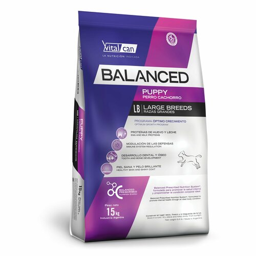 Сухой корм Vitalcan Balanced Dog Puppy для щенков крупных пород, с курицей, 15 кг