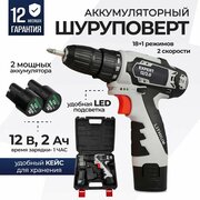 Дрель шуруповерт аккумуляторный по дереву и металлу Electrolite Expert 12/2.0 ( 12 В, 2.0 Ач емкость, 2 скорости, 2 аккумулятора Li-Ion, кейс, быстрозажимной патрон)