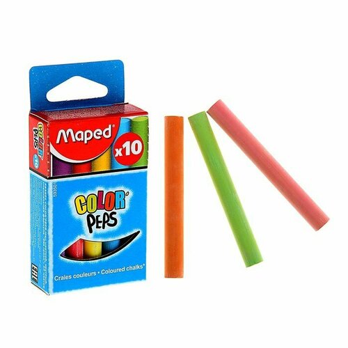 Мелки цветные Maped Color Peps, в наборе 10 штук, круглые, специальная формула 