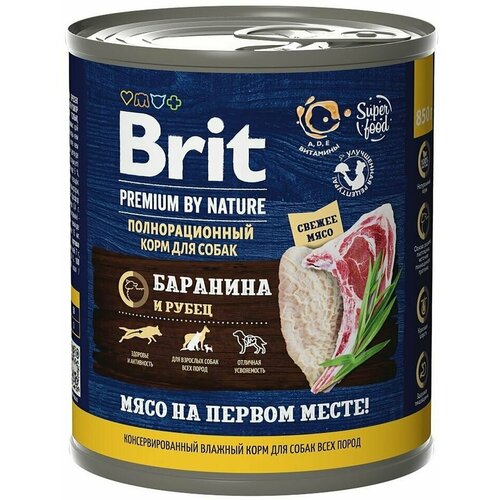 Влажный корм для собак Brit Premium by Nature с бараниной и рубцом 850г х3шт корм brit с говядиной и рисом для собак 850г