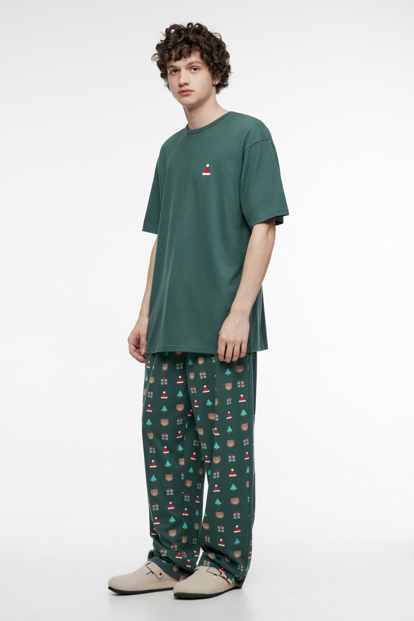 Комплект Befree, футболка, брюки, размер L, зеленый - фотография № 3