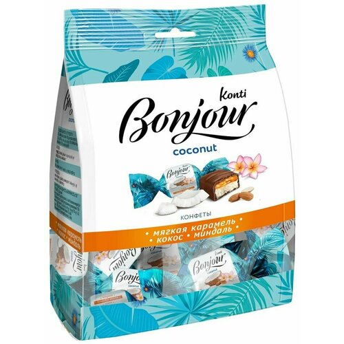 Конфеты Konti Bonjour Coconut Карамель-Кокос-Миндаль 200г х 2шт