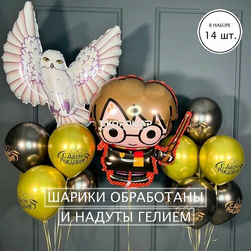 фото Композиция из воздушных шариков с гарри поттером и совой от бренда "скорошар"