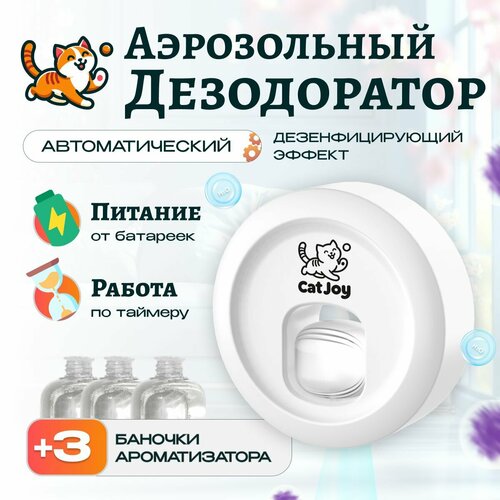 Комплект из ароматизатора кошачьих туалетов Cat Joy и 3 бут жидкости к нему AVA-CJAcs-01 White 2790₽