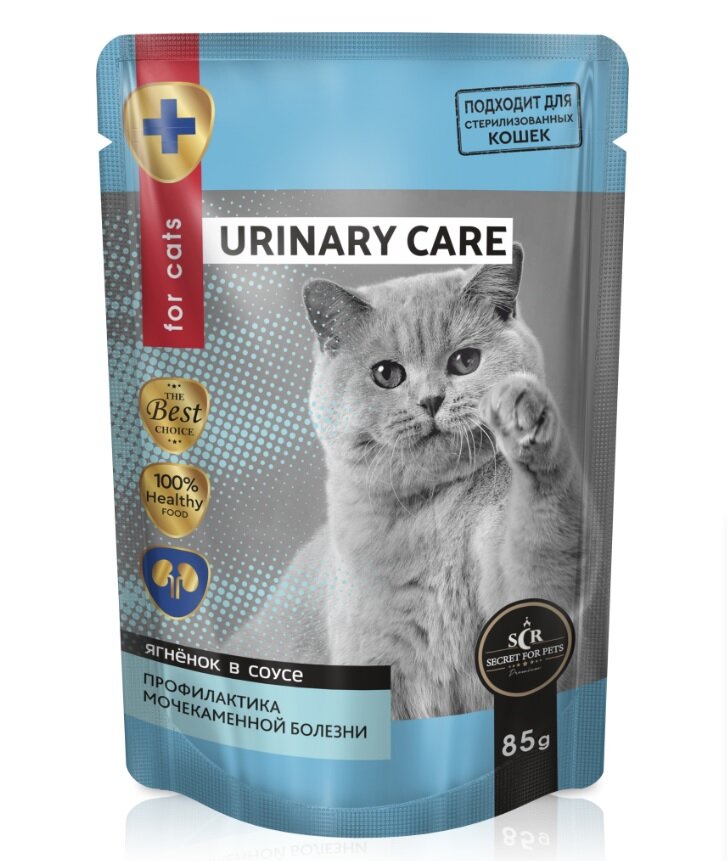 Secret For Pets Urinary 24шт по 85г кусочки с ягненком в соусе для проф. мочекаменной болезни пауч