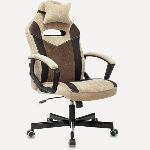 Изображение товара Кресло игровое компьютерное Zombie VIKING 6 KNIGHT BR, коричневый/бежевый, Ткань/Экокожа, с подголовником, крестовина металл