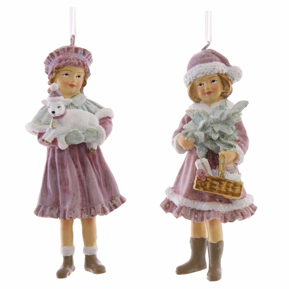 Украшение новогоднее "Девочка",(Стоимость за 1 шт) 2 вида L4,5 W4,5 H11,5 см.