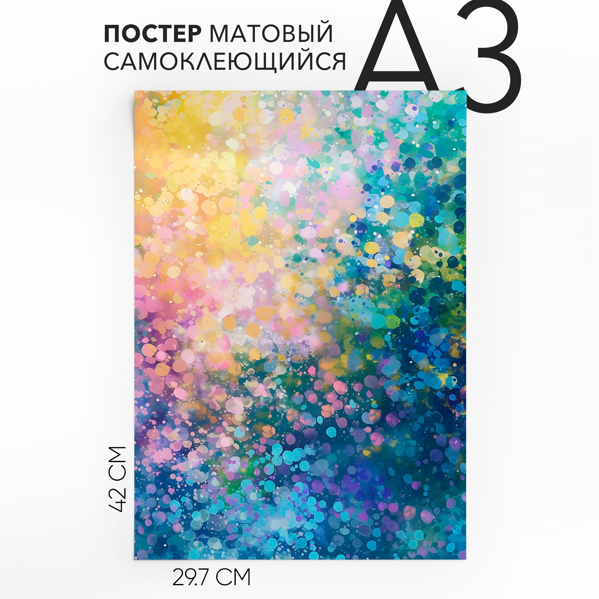 Постеры для комнаты самоклеящийся A3 Круги, влагостойкий, для декора