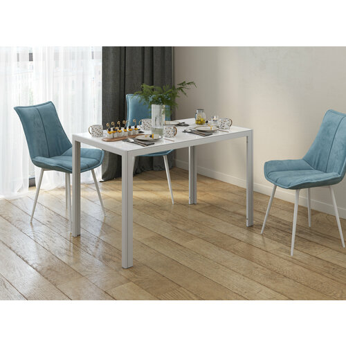 Обеденный стол Мебель--24 DT-1481 цвет белый, 120х70х75 см, столешница закалённое стекло 6 мм