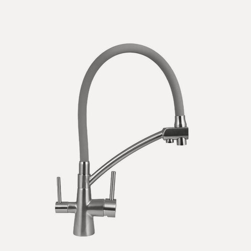 Изображение товара Смеситель для кухни с гибким изливом и фильтром для питьевой воды (сатин, серебристый) WISENT W4855A-9