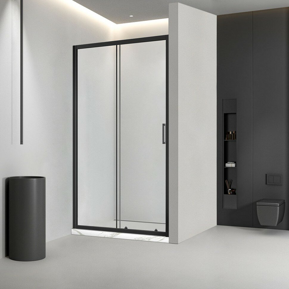 Душевая дверь Veconi Vianno VN-46B 1500x1950 черный стекло прозрачное