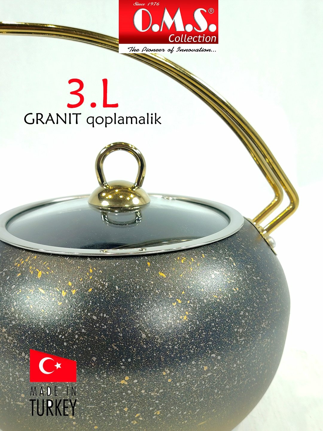 Антипригарный гранитный чайник, 3л, Золотой 8212 ххл — фото 1