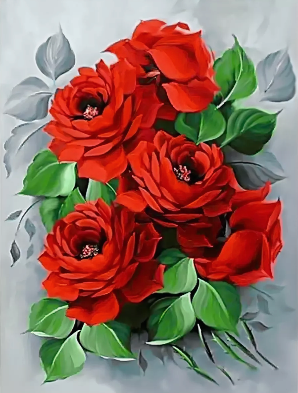 Алмазная мозаика на подрамнике 40х50 см Полная выкладка Круглые стразы Розы