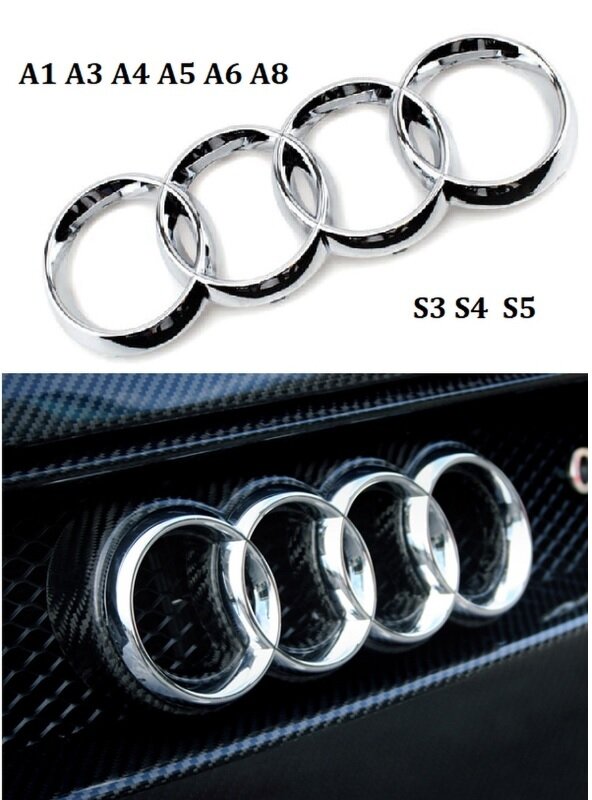 Передняя эмблема решетки Audi Ауди кольца A1 A3 S3 A4 S4 A5 S5 OEM: BTA5728403 273х96 мм хром