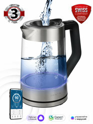 Чайник электрический стеклянный PWK 1725 CGLD WI-FI IQ Home, серебристый