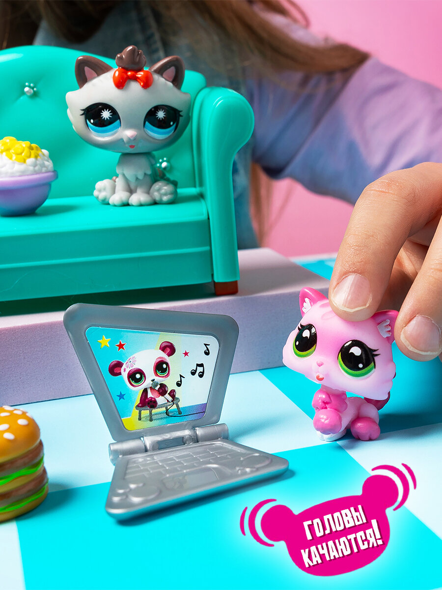 Игровой набор Littlest Pet Shop "Обед с друзьями", три фигурки животных с аксессуарами, 00636_LPS — фото 1
