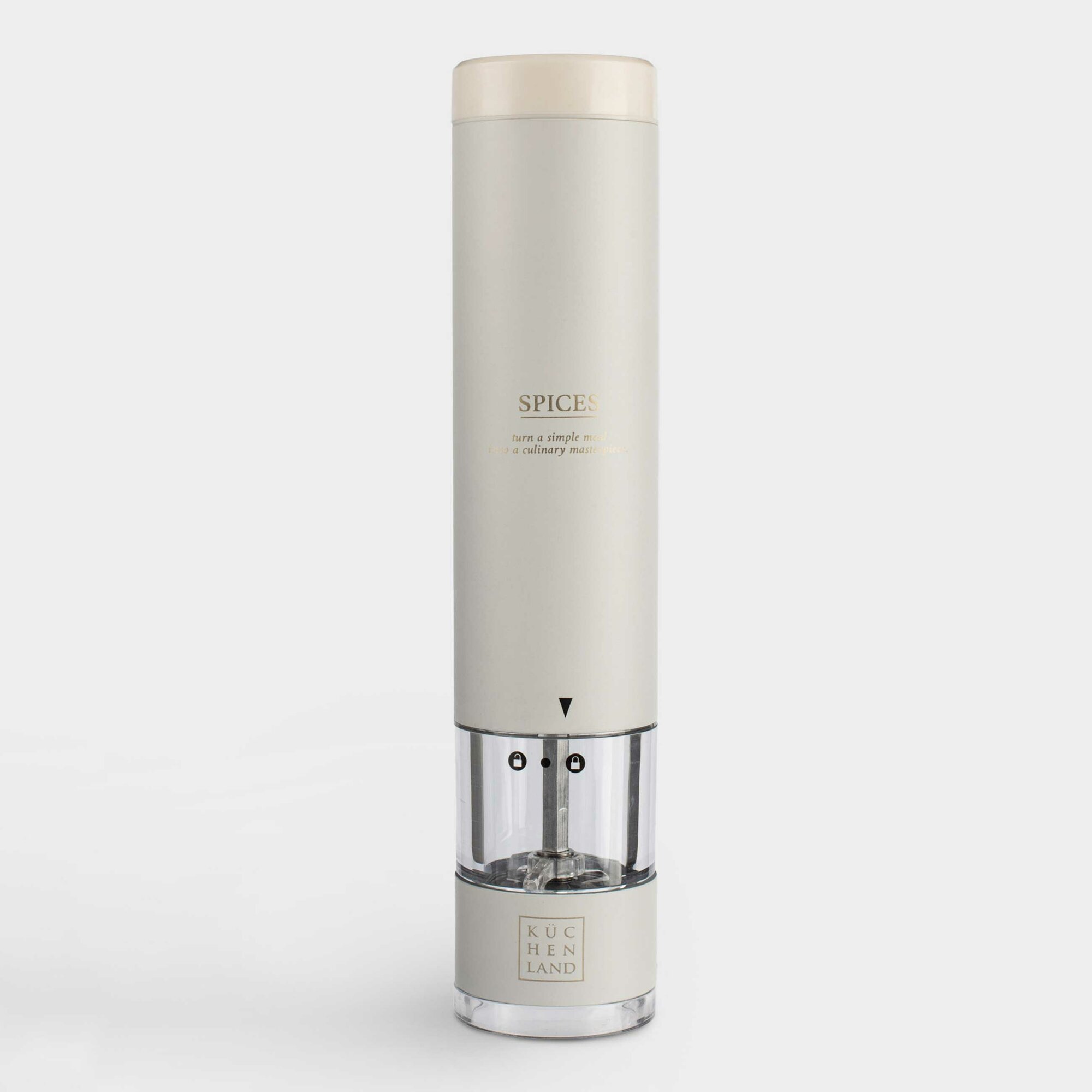 Мельница для специй, 22 см, электрическая, металл/пластик, LED W, молочная, Course